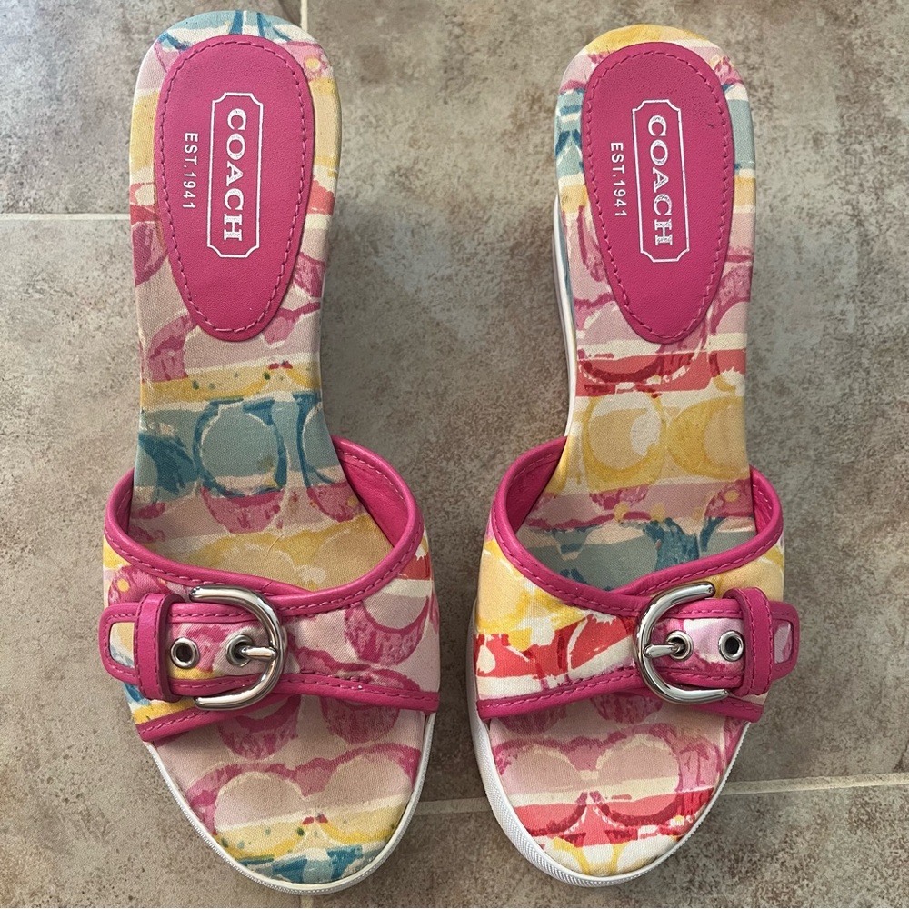 Coach Hampton Multicolor Pastel Wedges - Size 6